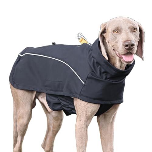 IUOUTG 大型犬用冬の犬用コート 暖かい犬用ジャケット ジッパーと反射ストリップ付き 防風 防水 調節可能なタートルネック 防寒 ペットベスト服 中型犬用