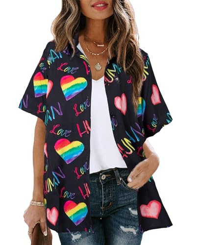 Pride Outfits for Women LGBT Shirts Ladies Rainbow Shirt Love Human Graphic Camiseta Lésbica Manga C