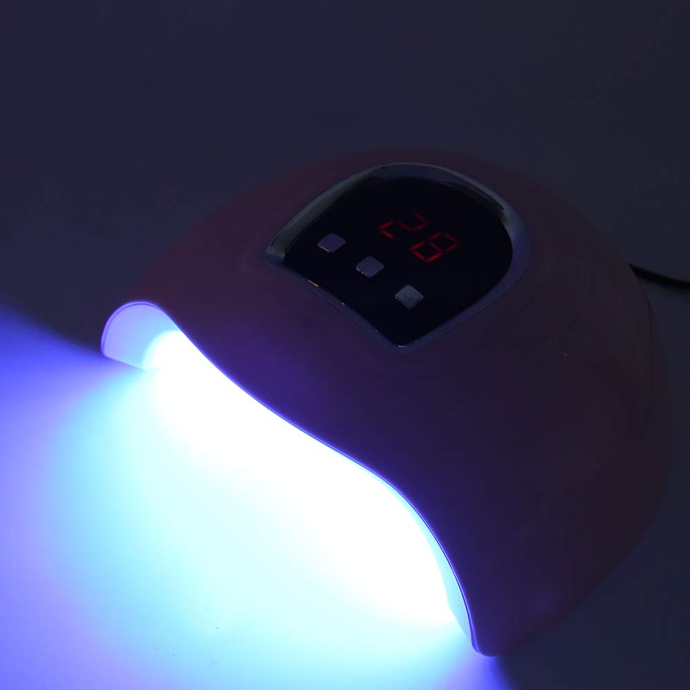 Pongnas Lampa UV LED do suszenia paznokci, profesjonalna suszarka do paznokci 54W, 3 timery 30S/60S/90S, przenośna lampa USB do utwardzania ż do paznokci, różowa (54W)