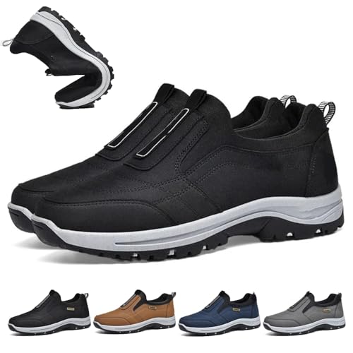 Daladder Walking Orthopedic Shoes,Men's Waterproof Breathable Orthopedic Walking Hiking Shoes Slip on Sneakers (Black,9)