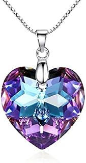 Crystalline Azuria Women 925 Sterling Silver Crystal Heart Pendant Necklace