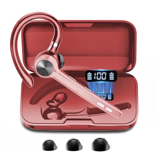 Auriculares Bluetooth, auriculares inalámbricos Bluetooth con funda de carga de 400 mAh, 150 horas de conversación, manos libres, cancelación de ruido, auriculares para iOS y Android, micrófono