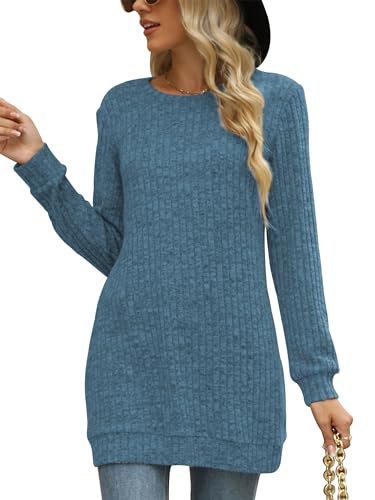 Image of Sweaters for Women Long Sleeve Crewneck Sweatshirt Loose Casual Tunic Tops