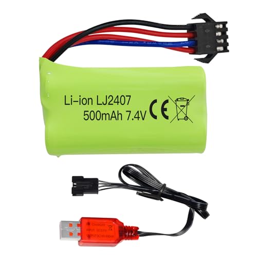 1PCS 7.4V 500mah SM - 4P Plug Li-Batterie avec Câble de Charge USB pour EC16 DE85 RC Jouet Car modèle Buggy Batterie M416 électrique Gel Ball Blaster