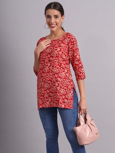 Image of PATLANI Women's Cotton Printed Short Fullstitched Kurti /Kurtas.
