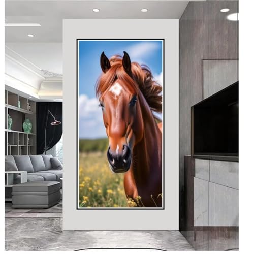Point de croix cristal anti-stress grand format fleur et cheval - 2