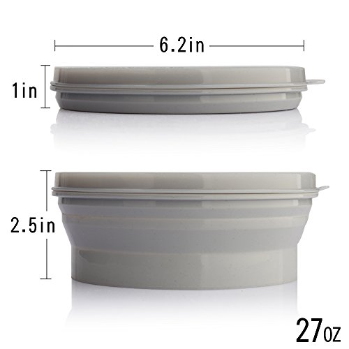 Iyyi Me.fam Silicone Collapsible Bowl With Lid 800Ml Folding Travel Bowl For Camping, Hiking, Heat Resistant Expandable Bowl (Gray) #TOP5