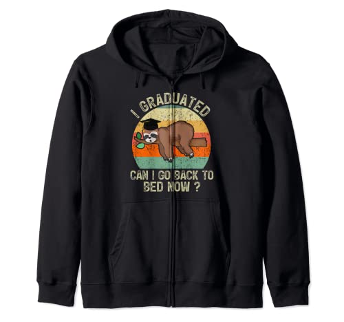 Funny Class Of 2022 Sloth Graduation Can I Go Back to Bed Zip Hoodie