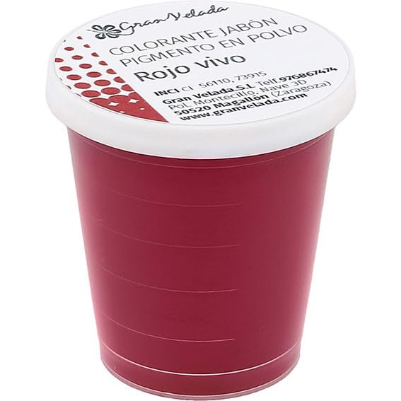 Pigmento en Polvo Rojo Vivo para Jabón | Estable e Inalterable | Ideal para Jabones de Aceite y Glicerina | Fácil de Dispersar | | 30 cc