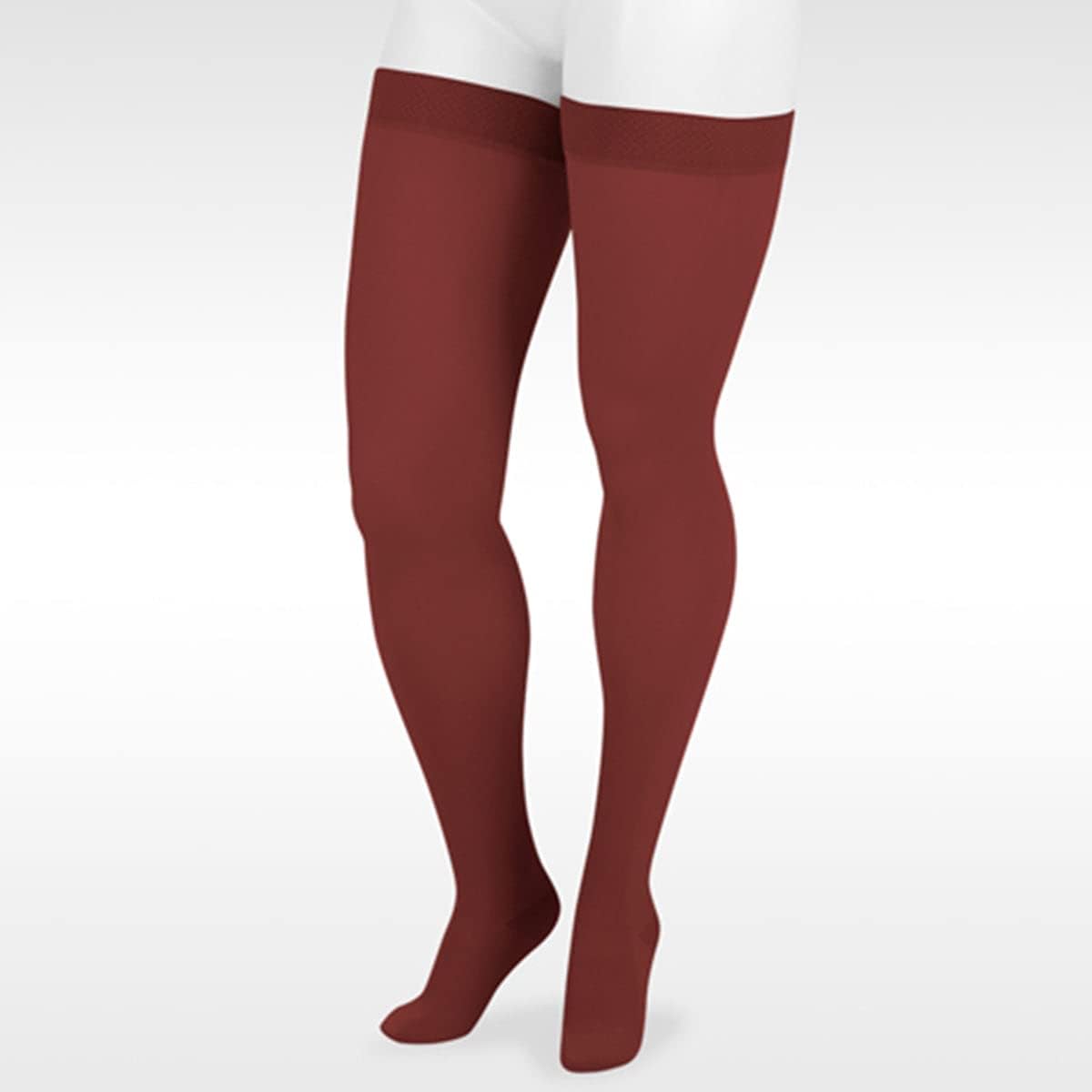 Juzo 3511MXAGFFSBSH10 V Dynamic Max 20-30 mmHg Full Foot Thigh High Firm Compression Stockings With Silicone Border In Short - Black44; V - Extra Large