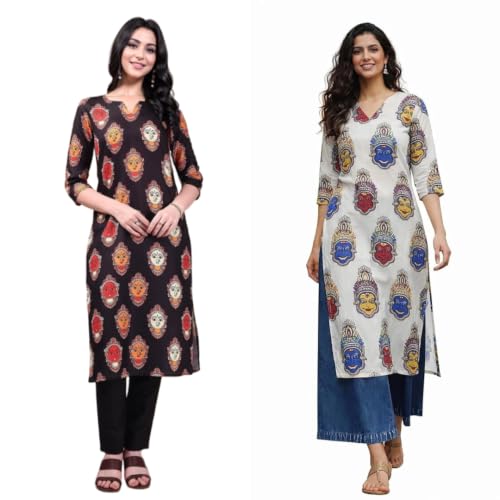 Image of MS VHCK ENTERPRISE Women Printed, Tribal, Kalamkari, Abstract Khadi Cotton Kurti.