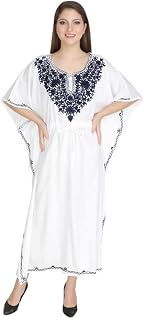 Ukal Women's Rayon V-Neck Kaftan Dress Ethnic Plus Size Loose Kimono Maxi Dress Price In India