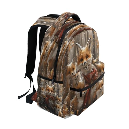 Fox Winter Landscape Backpack for School Boys Girls Adults Kids Bookbag Laptop Bag 18L2