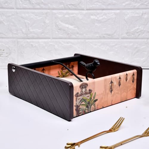 Image of Home Sparkle Napkin Storage 1 Pack | Brown | Table Napkin Holder Tray for Indoor & Outdoor Use | Kitchen, Dining, Restaurant & Home Decor Accessories(C6V5)