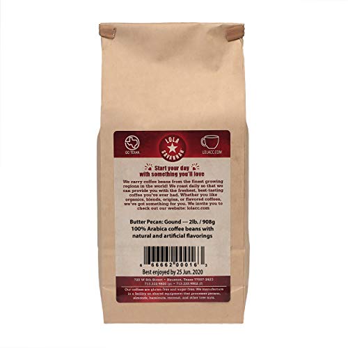 Lola Savannah Butter Pecan Ground Coffee - Gourmet Arabica Beans Blend Buttery Richness With Toasty, Nutty Pecan Flavor That Melts Away, Caffeinated, 2Lb Bag #TOP3