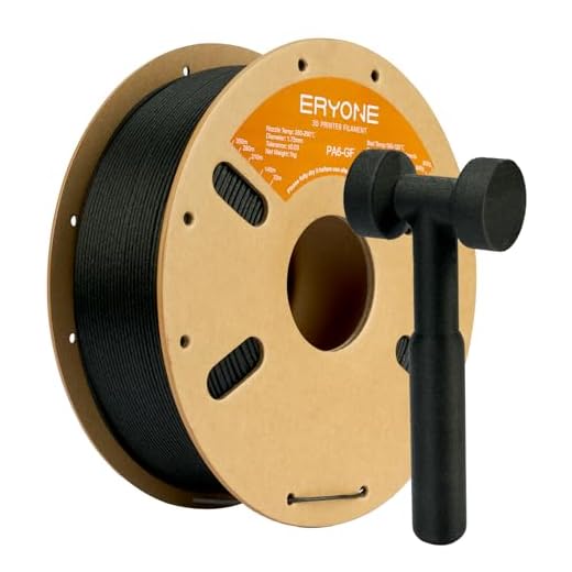 ERYONE Glass Fiber PA6 Nylon Filament, PA6-GF 3D Printer Filament, 1.75mm +/- 0.03mm, 1kg/Spool, Fit Most FDM Printer, PA6 GF Black