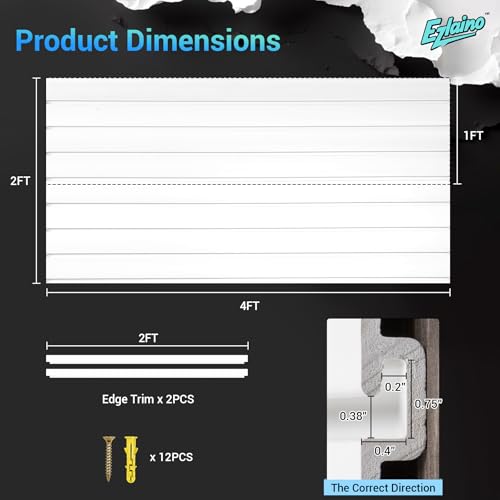Ezlaino Slatwall 4 FT x 2 FT, PVC Slat Wall Paneling Garage Wall Organizer