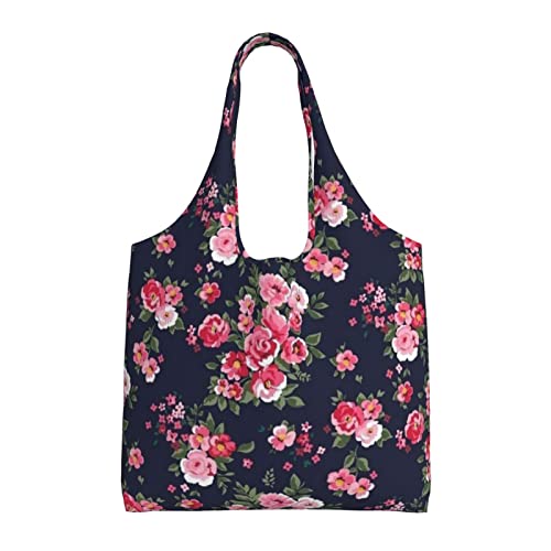 Sac fourre-tout en toile esthétique noir Debou grand sac de shopping floral