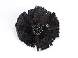 Color negro Pinza-broche negro de flor de tela con lentejuelas. Envío gratis 72H