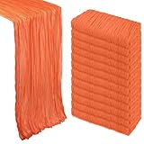 12 Pack Orange Cheesecloth Table Runner 10Ft Spring Gauze Cheese Cloth Table Runner 35x120 Inch Boho Sheer Rustic Fabric for Party Decor Baby Shower Wedding Holiday Decorations