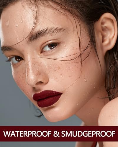 Image of MAKI YIKA Dark Red Lipstick Matte for Women Long Lasting Lipsticks