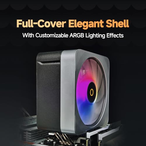 Image of Delta A40 EX BK ARGB Full Cover Shell CPU Cooler,Direct-Touch Φ6mm*4 Heatpipes,TDP 200W,Powerful Silent PWM Cooling Fan,for Intel LGA 115X /1200 /1700 /1851,AMD AM4 /AM5