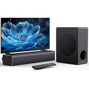 Sound bar with subwoofer, 200W 2.1 ch soundbar w/Dolby Atmos Surround Sound System, 3D Bass Adjustable Home Theater Bluetooth TV Speaker for Smart TV/Projector/PC