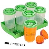 Baby Food Containers: Reusable Stackable Freezer Safe Storage Cups with Tray & Dry-erase Marker (Set of 6-4oz) - BPA & PVC Free