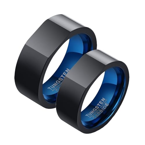 Bague de promesse noir bleu tungstène pour le quotidien