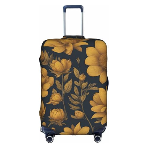Many Golden Flowers 1 Tsa Approved Luggage Cover For 18-32 Inch Suitcases Scratch-Resistant Stretch Luggage Cover
