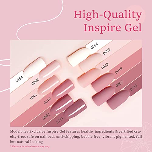 Modelones Gel Nail Polish, 6 Colors All Season Gel Polish Set Nude Pink Gel Nail Polish Set Soak Off Pastel Milky Nail Gel Nail Art DIY Manicure Salon and Home for Women - Image 6