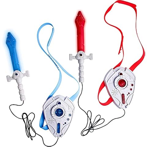 Relsy Original Laser Tag Game For Kids Sword And Shield Themed Laser Guns For Kids 2 Player Set, Unique Light Up Glowing Swords For Kids 50 Foot Range (Red-Blue Set) Cover