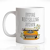 LAGZDFC Future Author Ceramic Coffee Mug for Women Men, Funny 11oz Typewriter Mug Gifts for New Writer Authors, Journalist Gifts, Author Coffee Cup Present, Writers Birthday Present