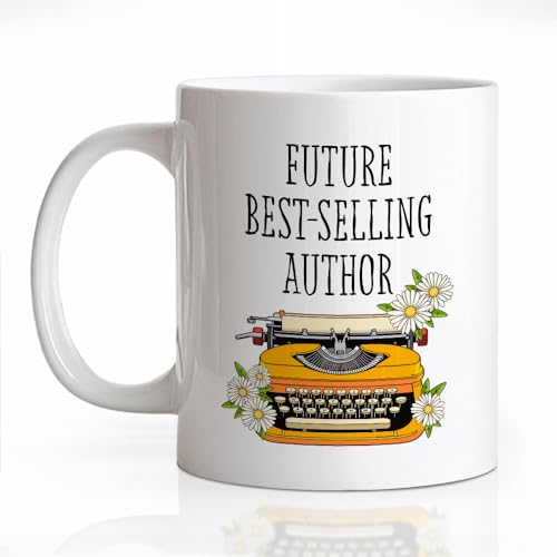 LAGZDFC Future Author Ceramic Coffee Mug for Women Men, Funny 11oz Typewriter Mug Gifts for New Writer Authors, Journalist Gifts, Author Coffee Cup Present, Writers Birthday Present