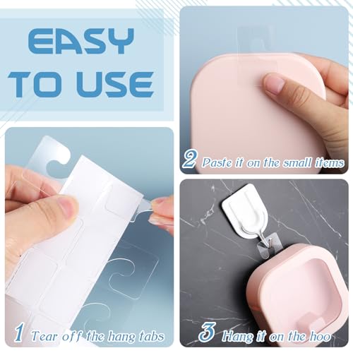 Prudiut 300 Pack Hang Tabs Hook Hang Tags Adhesive Hanging Tabs Heavy Duty Sticky Tabs Hang Hooks for Retail Displays in Business Shops(1.1 * 1.7 Inch)