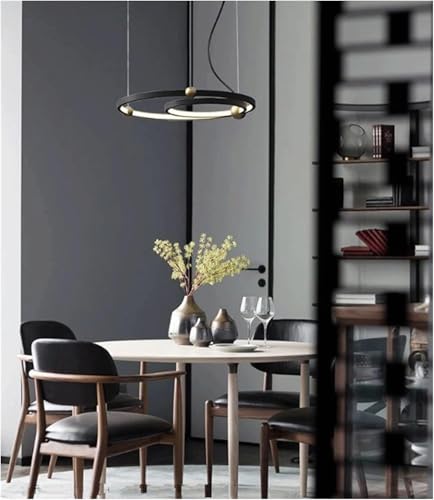 Lampe Design suspendue noire LWX au style minimaliste épuré pour grand salon