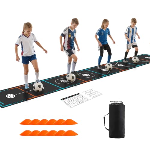 MUKESKY Soccer Training Mat, Non-Slip Footwork Practice for 1-4 Players