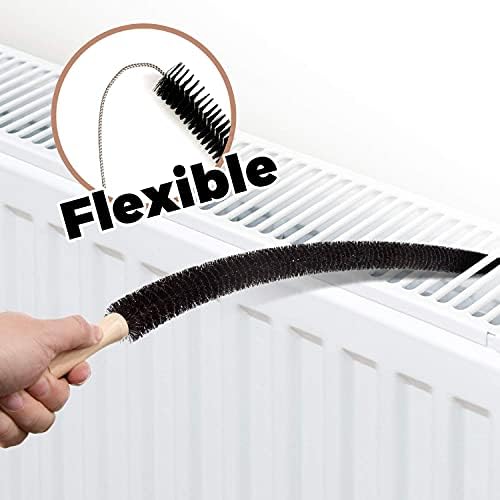 Holikme Radiator Cleaner Brush, 2 Pack Radiator Duster, Long Flexible with Wood Handle, Cleaning Brush for Radiator, Length 76 cm Dust Bristle Brush