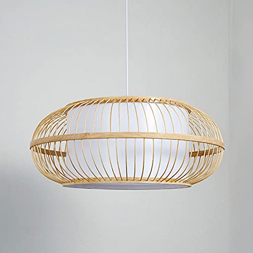 Suspension bambou naturel 40x22 cm lustre panier style japonais - 5