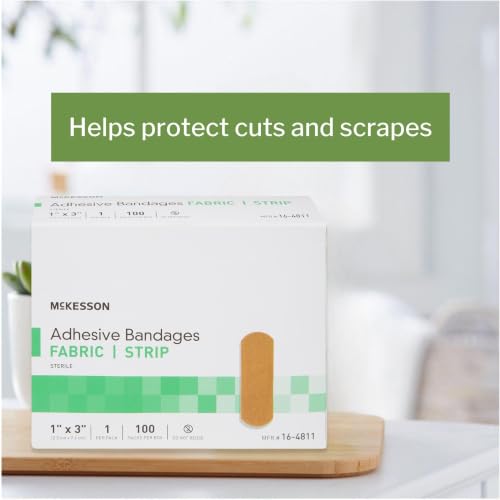 McKesson Adhesive Bandages, Sterile, Fabric, Tan, 1 x 3 in, 100 ct - image 3