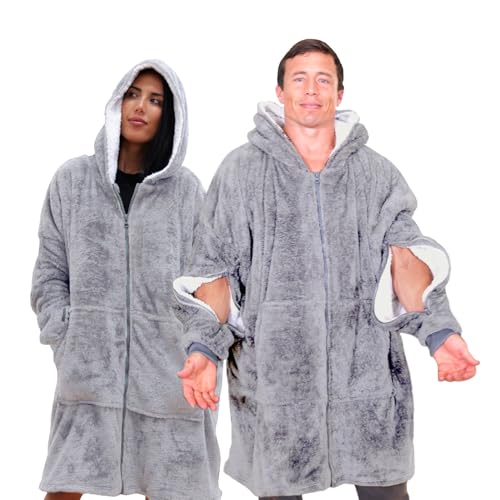 Dialysis Wearable Blanket with Arms Zipper Design for Hassle-Free Port Access | Oversized Blanket Hoodie - Unisex | Soft & Cozy Fabric to Keep You Warm During Dialysis | One Size Fits All Adults