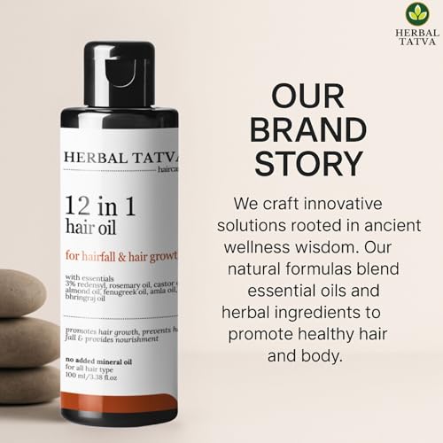 Image of Herbal Tatva 12-in-1 Hair Oil | For Hair Growth, Hair Fall Control & Healthy Scalp | Redensyl, Rosemary, Castor, Amla, Coconut, Almond, Bhringraj | 100% Pure, Natural & Organic | For Men & Women | 100ml