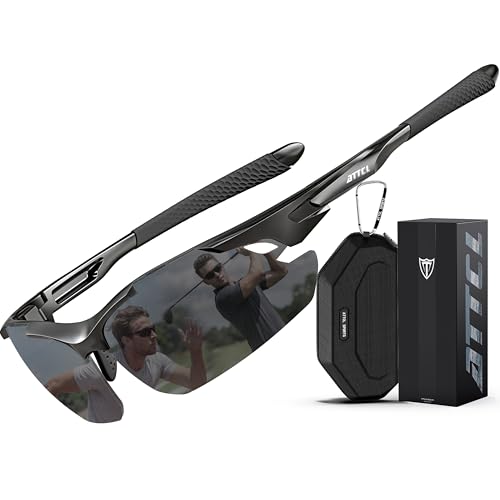 ATTCL Lunettes de soleil polarisées sportives améliorées pour hommes femmes Cyclisme Conduite Pêche Protection UV400 CAT 3 CE 7027-C1 Black