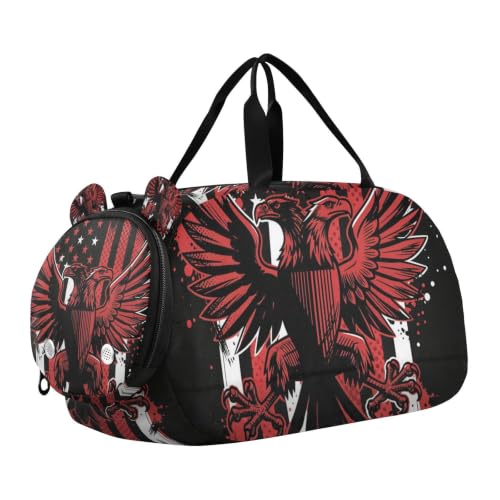 Bolsa de gimnasio para niños con diseño de bandera de EE. UU. y compartimento textil