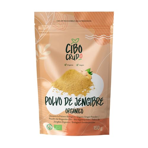 Jengibre en Polvo Ecologico - 150g. Jengibre Molido de Raíz Orgánica para Té o Tisana o Especias para la Cocina. Gengibre Polvo de Cultivo Organica. Organic Ginger.