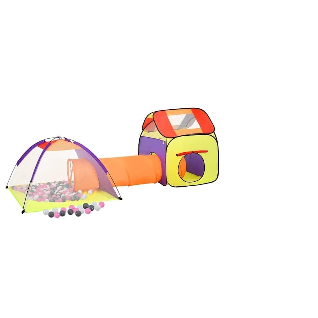 Mangloder Spielzelt mit 250 bunten Bällen, 3-in-1 Kinderzelt, Krabbeltunnel, Spielhaus, Tipi, Höhle, Garten, Outdoor, Indoor, Tragetasche, 338x123x111 cm, für Kindergeburtstag und Spielspaß