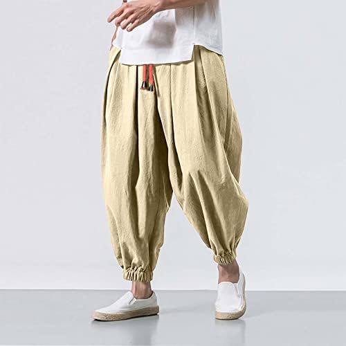 Runcati Heren katoen harembroek baggy hippie casual linnen yogabroek strand diepe kruisbroek, grijs, XL