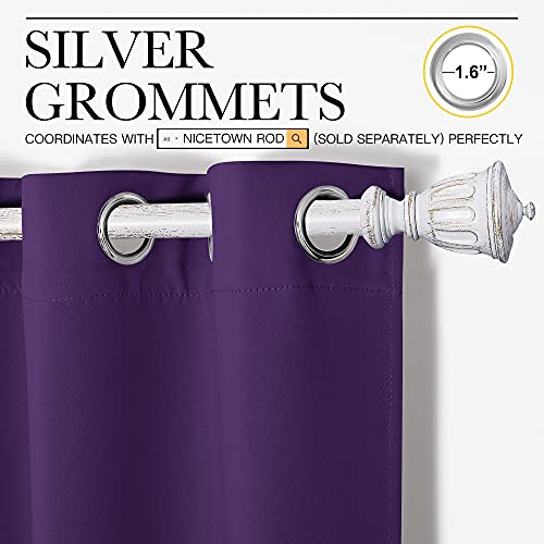 Image of NICETOWN Purple Blackout Curtains 90 inches Long, Niose Reducing and Thermal Insulated Room Darkening Curtains for Girls Bedroom Living Room Window Decoration (55 inches Wide, 2 Panels)