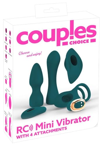 Couples Choice RC with 4 Attachments Mini Vibromassaeur Set Vert/Or One Size