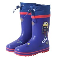 ENEN Rain Boots for Kids Girls and Boy, Rain Boots Toddler 2-15yrs Unisex Children Wellies Waterproof Non-Slip Rubber Gripped Sole for Spring Summer, School, Outdoors (Robot print,3)